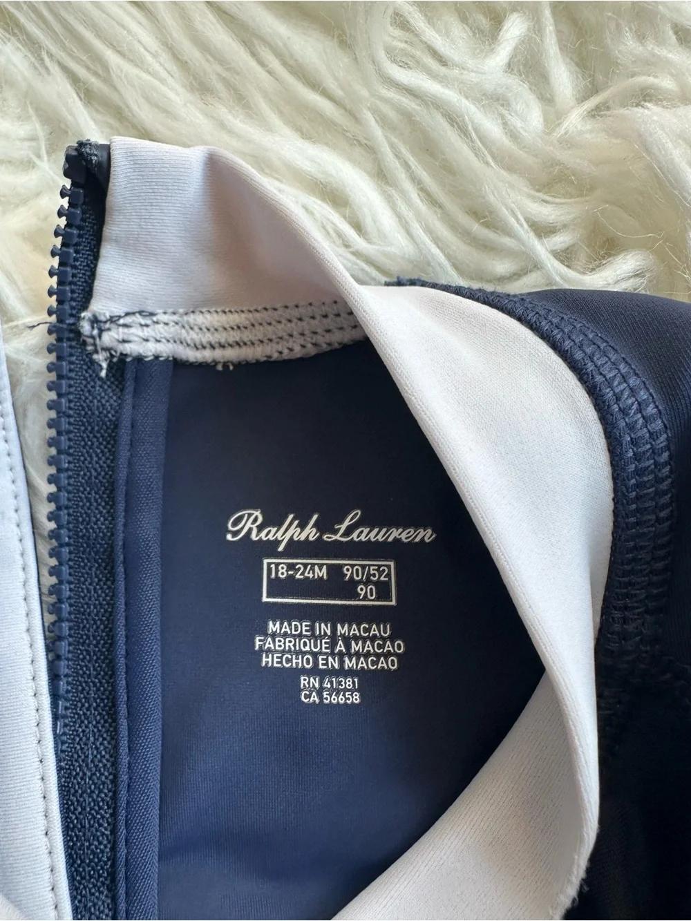 Ralph Lauren Baby Boy Polo Bear Performance Rash Guard Shortall 18–24M | Navy